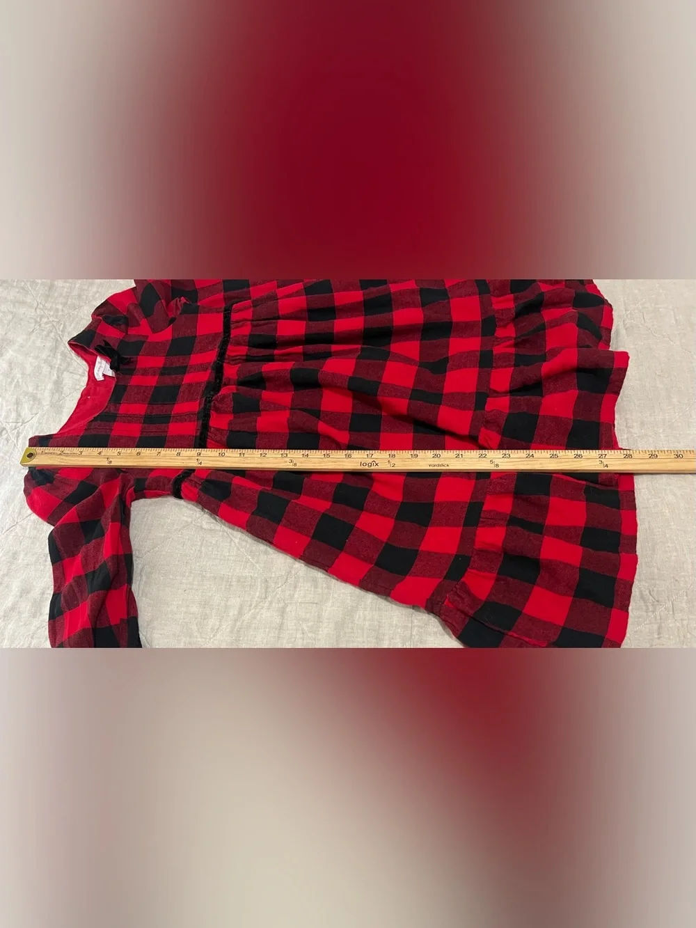 Tommy Bahama Dress Girls Size 8 Red Black Plaid Long Sleeve Holiday Velvet Trim